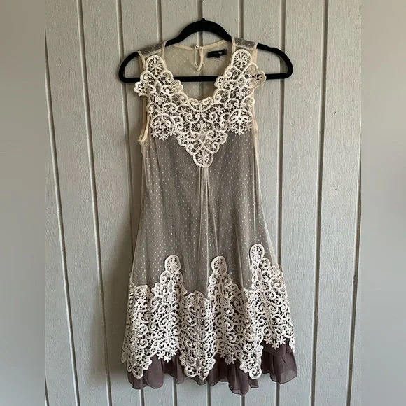 Ryu Cream Lace Mini Dress - Picture 1 of 5